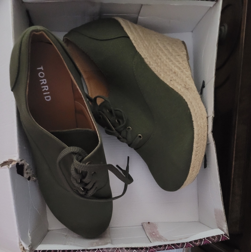 Torrid. Olive green, wedge bootie